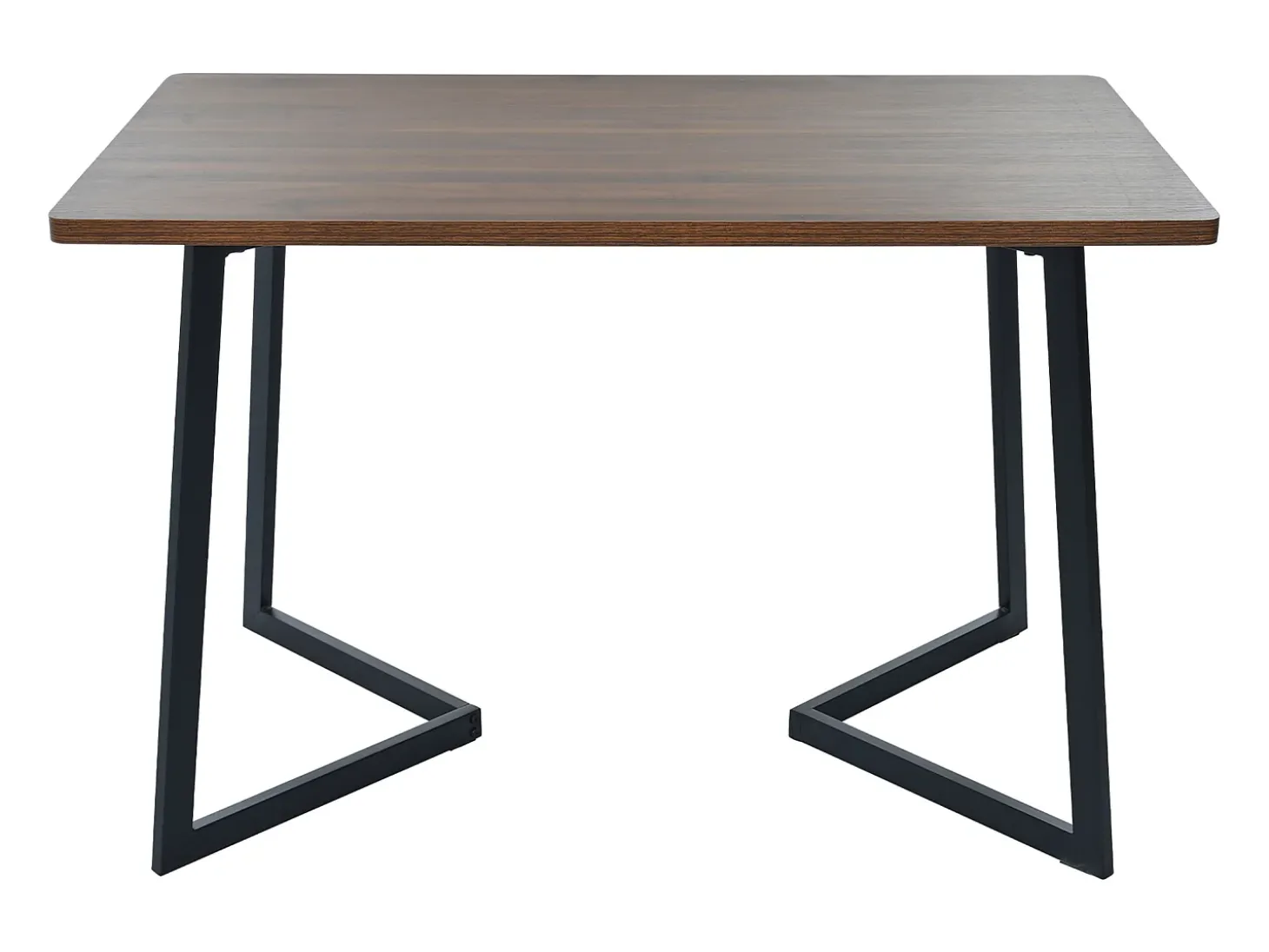 Mesa rectangular 117x68 cm, patas de metal negro, tablero de madera efecto nogal para cocina y salón