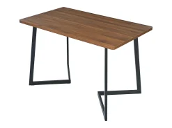 Mesa rectangular 117x68 cm, patas de metal negro, tablero de madera efecto nogal para cocina y salón
