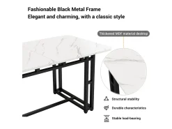 Mesa rectangular 120x70 cm, patas de metal negro, moderna y elegante para comedor y cocina.