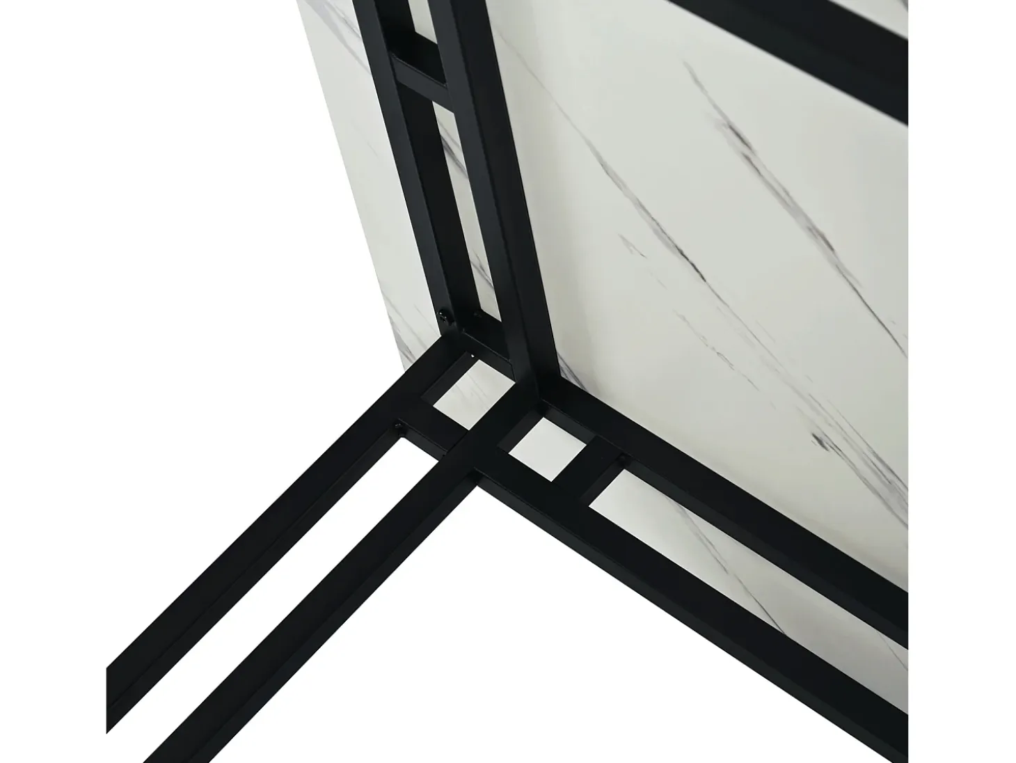 Mesa rectangular 120x70 cm, patas de metal negro, moderna y elegante para comedor y cocina.