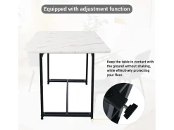 Mesa rectangular 120x70 cm, patas de metal negro, moderna y elegante para comedor y cocina.