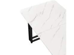 Mesa rectangular 120x70 cm, patas de metal negro, moderna y elegante para comedor y cocina.
