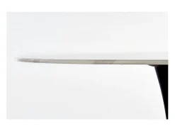 Mesa redonda de 90 cm con tablero de cristal imitación mármol blanco y pata central Amboise negra