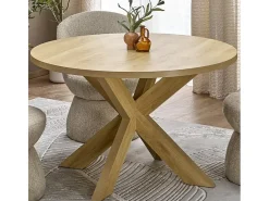 Mesa redonda de 105 cm en roble natural RAVI