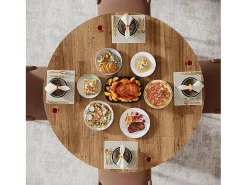 Mesa redonda de comedor para 4 a 6 personas, 120 cm, mesa de cocina con patas de metal sólidas, mesa de comedor circular