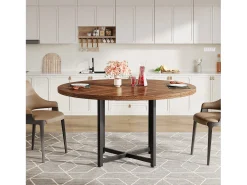 Mesa redonda de comedor para 4-6 personas, mesa de cocina circular de 120 cm, mesas de cena pequeñas modernas