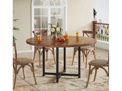 Mesa redonda de comedor para 4-6 personas, mesa de cocina circular de 120 cm, mesas de cena pequeñas modernas