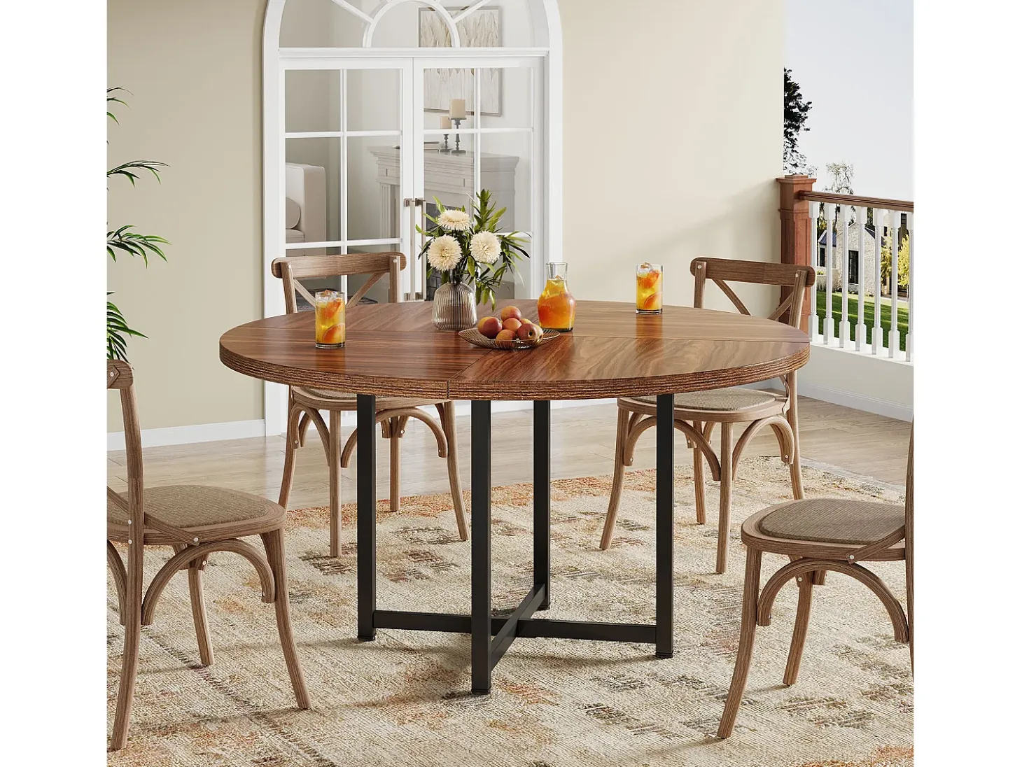 Mesa redonda de comedor para 4-6 personas, mesa de cocina circular de 120 cm, mesas de cena pequeñas modernas