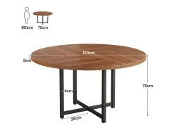 Mesa redonda de comedor para 4-6 personas, mesa de cocina circular de 120 cm, mesas de cena pequeñas modernas