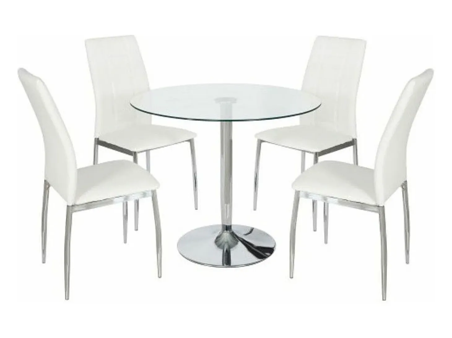 Mesa redonda de cristal de 90x75 cm con pata central metálica cromada Rune