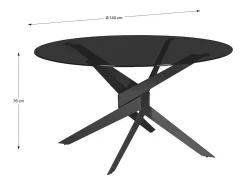 Mesa redonda de cristal para 4 personas, gris 120x76 cm