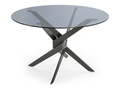 Mesa redonda de cristal para 4 personas, gris 120x76 cm