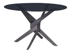 Mesa redonda de cristal para 4 personas, gris 120x76 cm