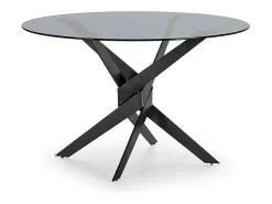Mesa redonda de cristal para 4 personas, gris 120x76 cm