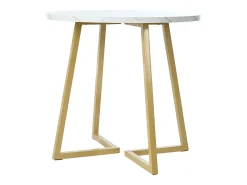Mesa redonda de diseño, tapa de mármol blanco, base de metal dorado, para comedor y salón