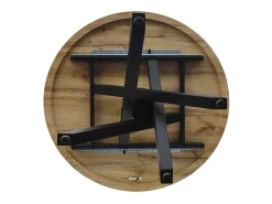 Mesa redonda de madera, acabado roble, patas de metal negro, Ø100xH75-140x100x75 - POLA