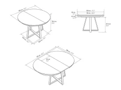 Mesa redonda de madera de fresno blanco, base antracita, ext.⌀120 - PANTELLERIA
