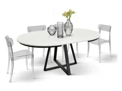 Mesa redonda de madera de fresno blanco, base antracita, ext.⌀120 - PANTELLERIA