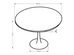 Mesa redonda de roble para 4 personas 90x73 cm