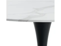 Mesa redonda de vidrio efecto mármol 90x180 cm para comedor Valley