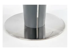 Mesa redonda estilo mármol gris 120-160cm con extensión y pata central Calvi