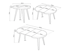 Mesa Redonda Extensible Bali Roble Nordish Blanco 76x100-180 cm
