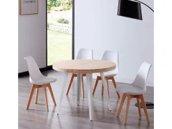 Mesa Redonda Extensible Bali Roble Nordish Blanco 76x100-180 cm