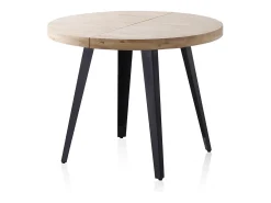 Mesa redonda extensible Berg 120 Negro - Roble