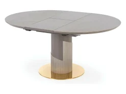 Mesa redonda extensible con tablero imitación mármol y pata central RAM