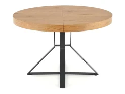 Mesa redonda extensible MDF roble patas acero negro Ø120/160 cm