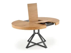 Mesa redonda extensible MDF roble patas acero negro Ø120/160 cm