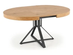 Mesa redonda extensible MDF roble patas acero negro Ø120/160 cm