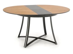 Mesa redonda extensible roble patas acero negro Ø118/148 cm