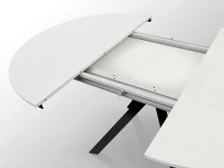 Mesa redonda fresno blanco, patas metal antracita 120-170cm - PANTELLERIA