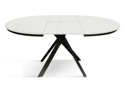 Mesa redonda fresno blanco, patas metal antracita 120-170cm - PANTELLERIA