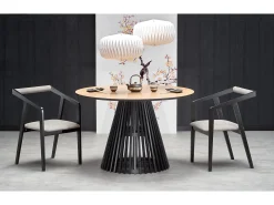 Mesa redonda MDF chapado roble pata negra Ø120 cm