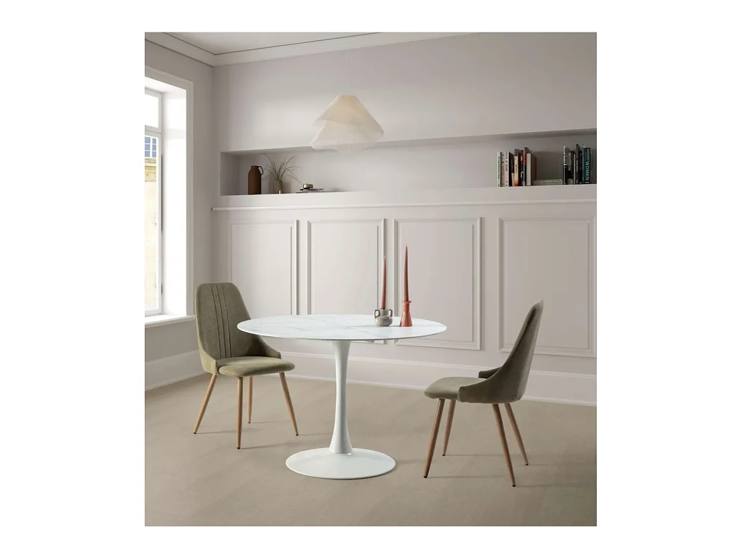 Mesa redonda modelo Adela acabado blanco, 75cm(alto) 110cm(ancho) 110cm(largo)