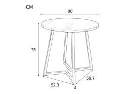 Mesa redonda moderna con patas de metal dorado, tablero de MDF blanco y diseño de mármol (80 cm) (80 x 80 x 75 cm)