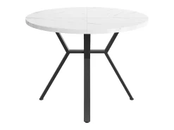 Mesa redonda moderna de mármol (1 m) + patas de metal negro en forma de X, diseño elegante, estable y duradero (100 x 100 x 75 cm)