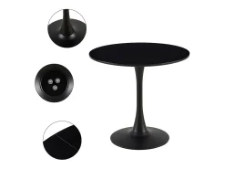 Mesa Redonda Negra de Ocio Escandinava 80x80x73cm Moderna y Ergonómica