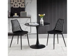 Mesa Redonda Negra de Ocio Escandinava 80x80x73cm Moderna y Ergonómica