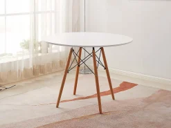 Mesa Redonda Nordica 100cm. Comedor o Cocina Blanco
