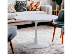 Mesa Redonda Salón Melamina Metal 110x75 cm - Blanco