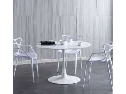 Mesa Redonda Salón Melamina Metal 110x75 cm - Blanco