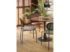 Mesa redonda Sirocco 90 cm de nogal con pata central negra