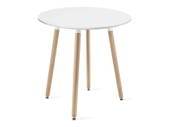 Mesa redonda Valora KAMI, patas de haya blanca, 60 cm