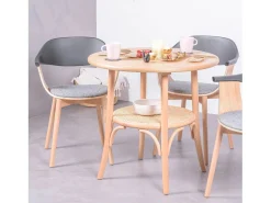 Mesa retro redonda estilo vintage en madera de fresno natural (80cm) - Oldhouse - Fresno Natural