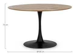 Mesa roble base negra redonda 120×75 cm - BLOOM