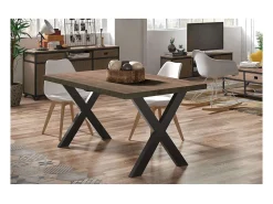 Mesa salon fija X-Loft-140 acabado roble american/negro, 76 cm(alto)140 cm(ancho)80 cm(lar