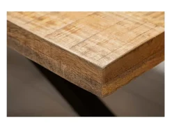 Mesa SOLARA 160 cm – Tablero de madera de mango barnizado y estructura de metal negro – Diseño industrial y encanto único